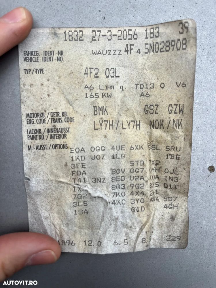 Dezmembrez Audi A6 C6 4F sedan 3.0 BMK LY7H cutie GZW automat - 9