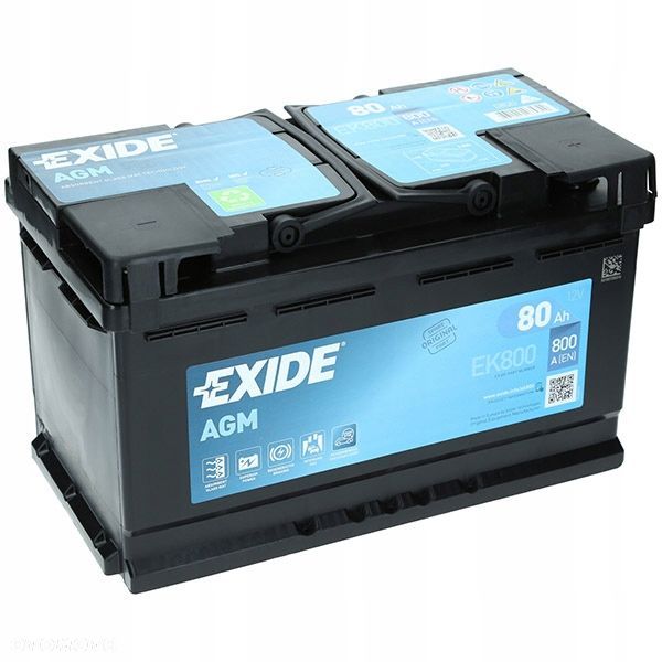 Akumulator Exide EK800 80Ah 800A L4 AGM StartStop - 24 kg - 1