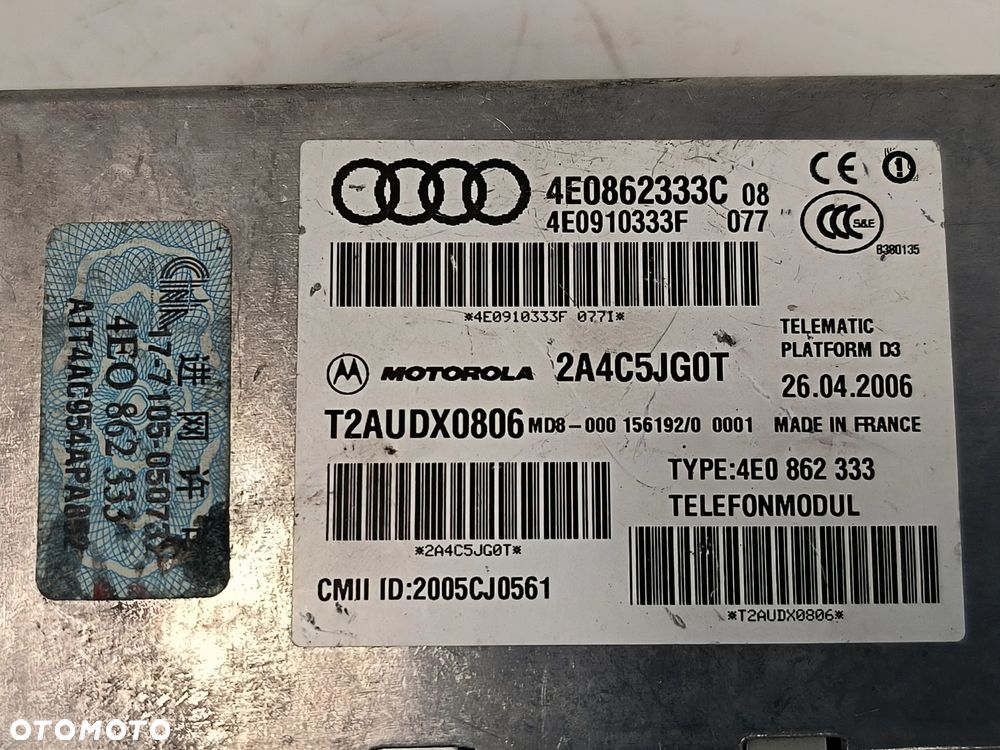 Sterownik / Moduł sterujący telefonem 4E0862333C AUDI A8 S8 D3 4E - 3