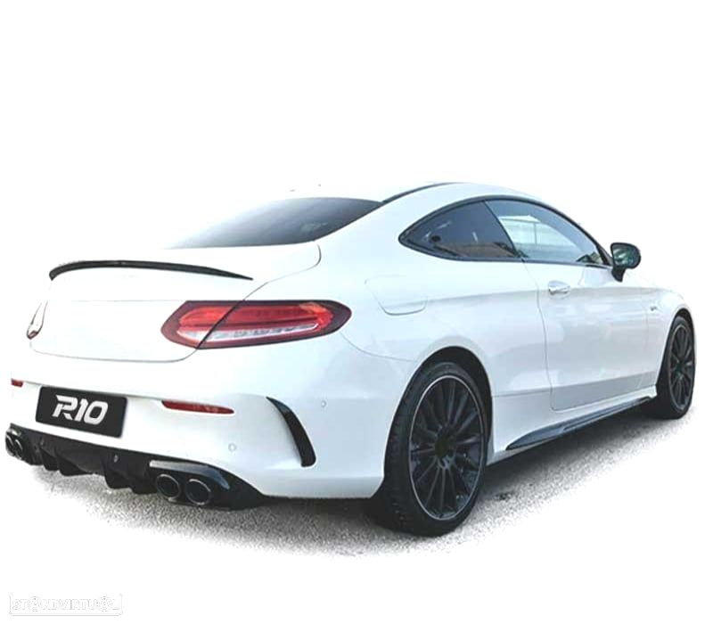 DIFUSOR MERCEDES CLASE C C205 COUPÉ 14-18 LOOK AMG PDC + PONTEIRAS DE ESCAPE PRETAS - 4