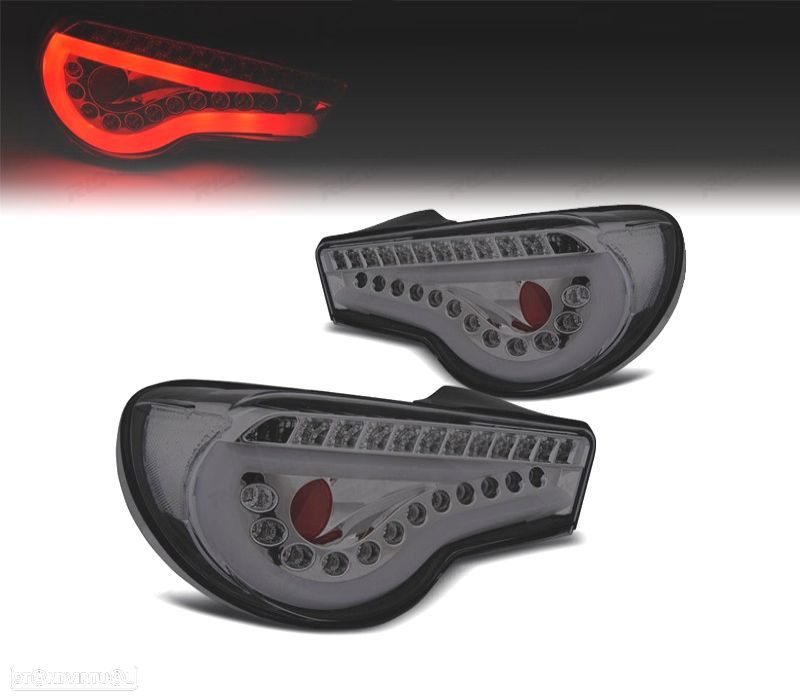 FAROLINS TRASEIROS PARA TOYOTA GT86 12- LIGHT BAR FUNDO CROMADO FUMADO - 1
