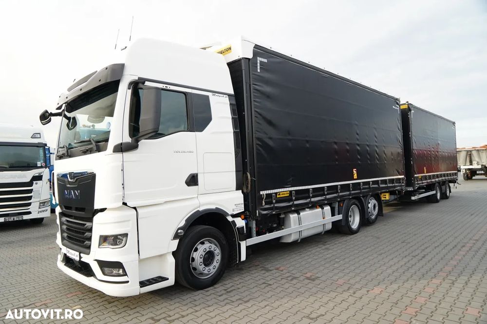 MAN TGX 26.480 / COMBINAȚIE TANDEM 120 M3 / TRAVERSE / MEGA / 6X2 / I-PARK COOL / PUNȚĂ RIDICATĂ / CĂPTUȘEALĂ CĂRUȚ / + REMORCĂ WIELTON / PUNȚI SAF - 2
