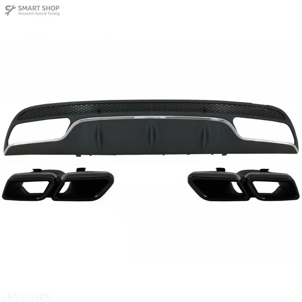 Difuzor Bara Spate cu Ornamente tobe Negre Mercedes C-Class W205 S205 - 1