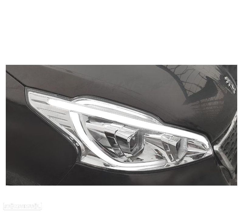 CONJUNTO DE FARÓIS PEUGEOT 208 12-15 TUBE LIGHT CROMADOS - 2