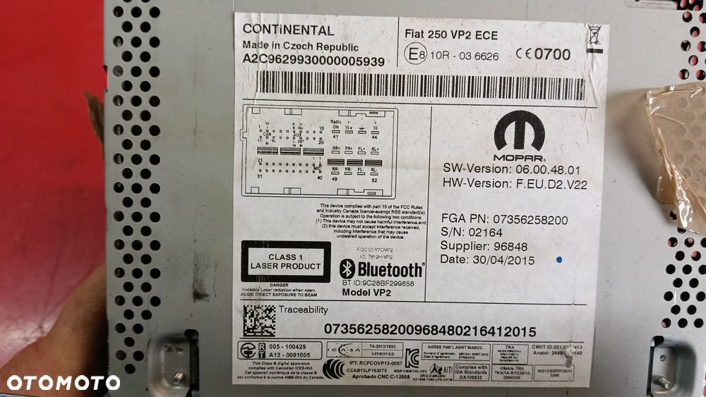 RADIO FIAT DUCATO JUMPER BOXER KOD 14- 07356258200 NO 526/065 - 3
