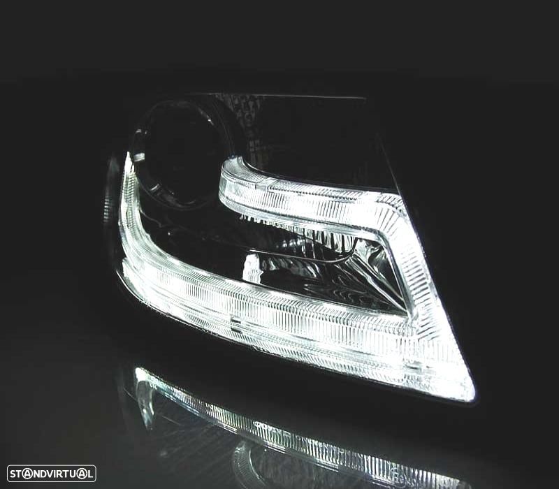 FARÓIS FRONTAIS AUDI A4 B8 07-11 LUZ DIURNA LED DRL FUNDO PRETO - 3