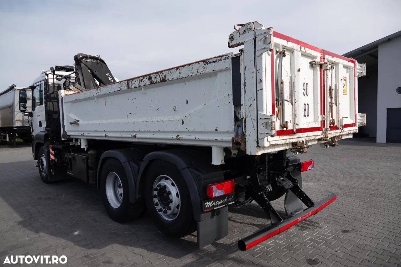 MAN TGS 26.360 / 6X2 / BASCULĂ + HDS FASSI F155A / CAPACITATE DE RIDICARE 6 160 KG / BORDMATIC / AXĂ RIDICATĂ / EURO 5 - 10