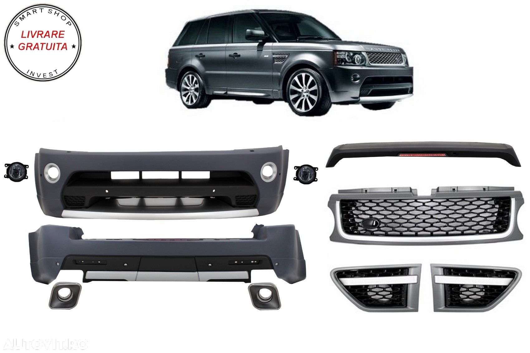 Pachet Exterior cu Grila Centrala Land Range Rover Sport L320 Facelift (2009-2013)- livrare gratuita - 1