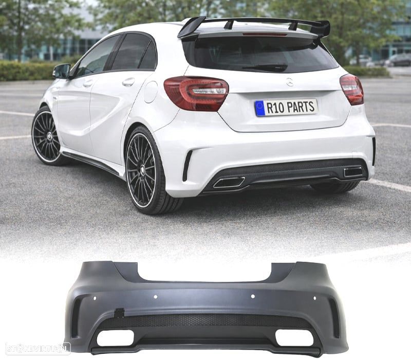 PARA-CHOQUES TRASEIRO MERCEDES CLASE A W176 12-18 LOOK AMG A45 PDC - 1