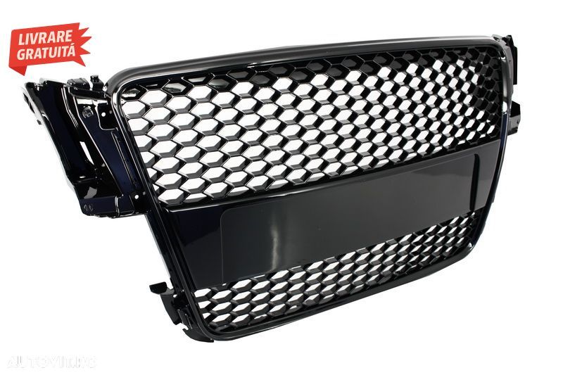 Grila Centrala Audi A5 8T (2007-2011) RS Design Negru Lucios- livrare gratuita - 2