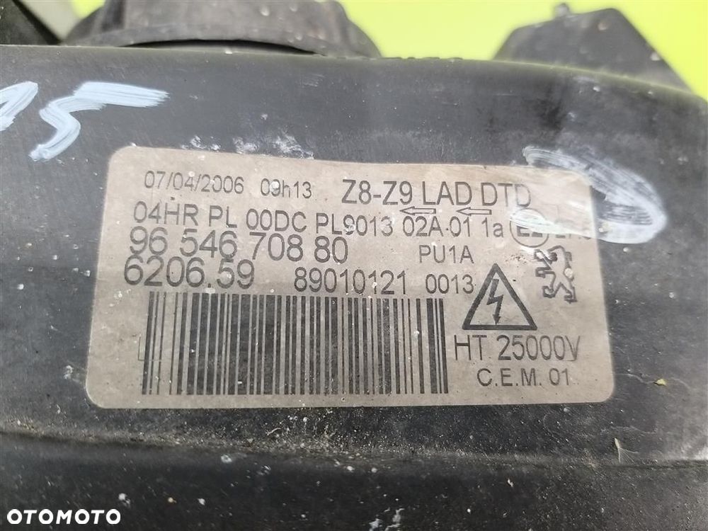 Reflektor lampa przód prawa Peugeot 607 2004-2010 9654670880 ORYGINAŁ XENON - 6