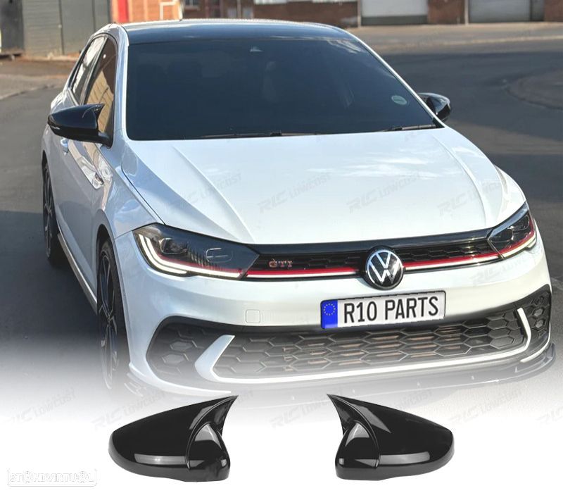 CAPAS DE ESPELHOS VOLKSWAGEN VW POLO 21- PRETO BRILHANTE - 1
