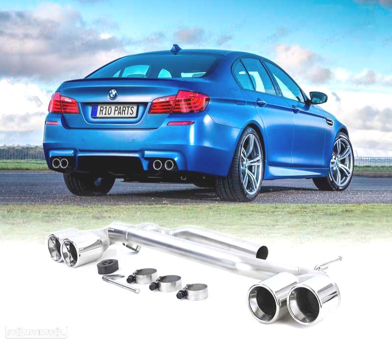 KIT PONTEIRAS DE ESCAPE DUPLA PARA BMW F10 F11 F12 F13 10-18 LOOK M PERFORMANCE DUPLA - 1