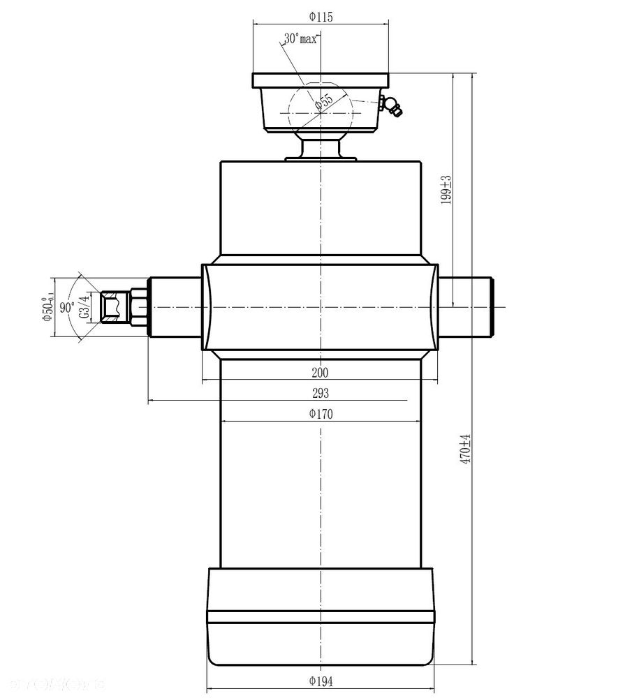Siłownik hydrauliczny do wywrotki 6-stopniowy skok 1.7m podnoszenie 20 ton, 220 bar, Cena BRUTTO - 5