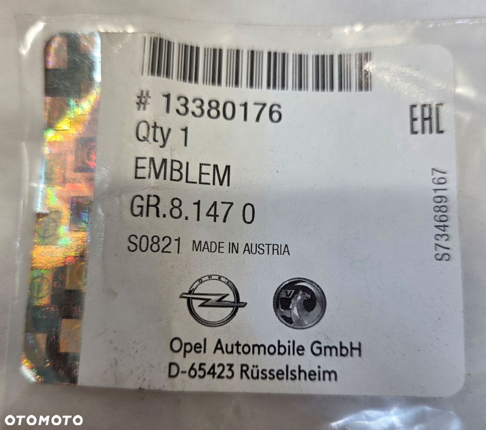 OPEL Astra J Insignia A  Opel 150 Emblemat błotnika 13380176 NOWY ORYGINAŁ - 3