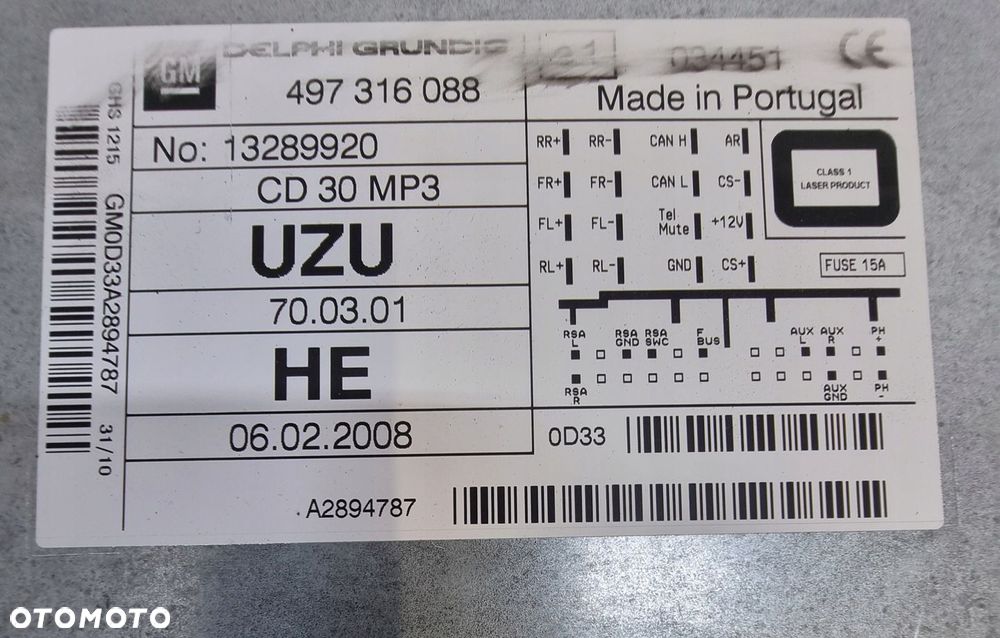 RADIO CD OPEL CORSA D 13289920 - 5