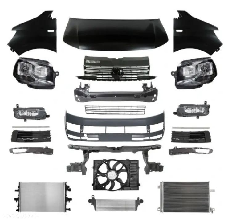 VW T6 CARAVELLE 15- KOMPLETNY PRZÓD W DOWOLNY KOLOR:  PRZÓD MASKA BŁOTNIK ZDERZAK LAMPA - 1