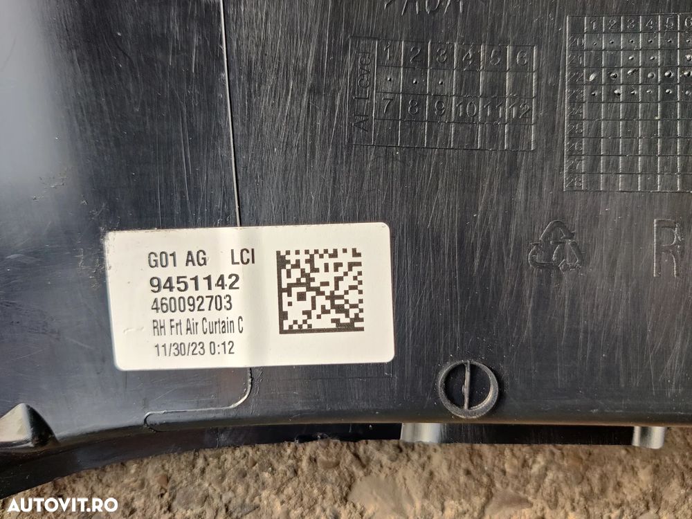 Grila captare aer dreapta bara fata cu locas senzor parcare BMW X3 G01 2017-2025 Cod: 9451142 / 139605-14 - 5