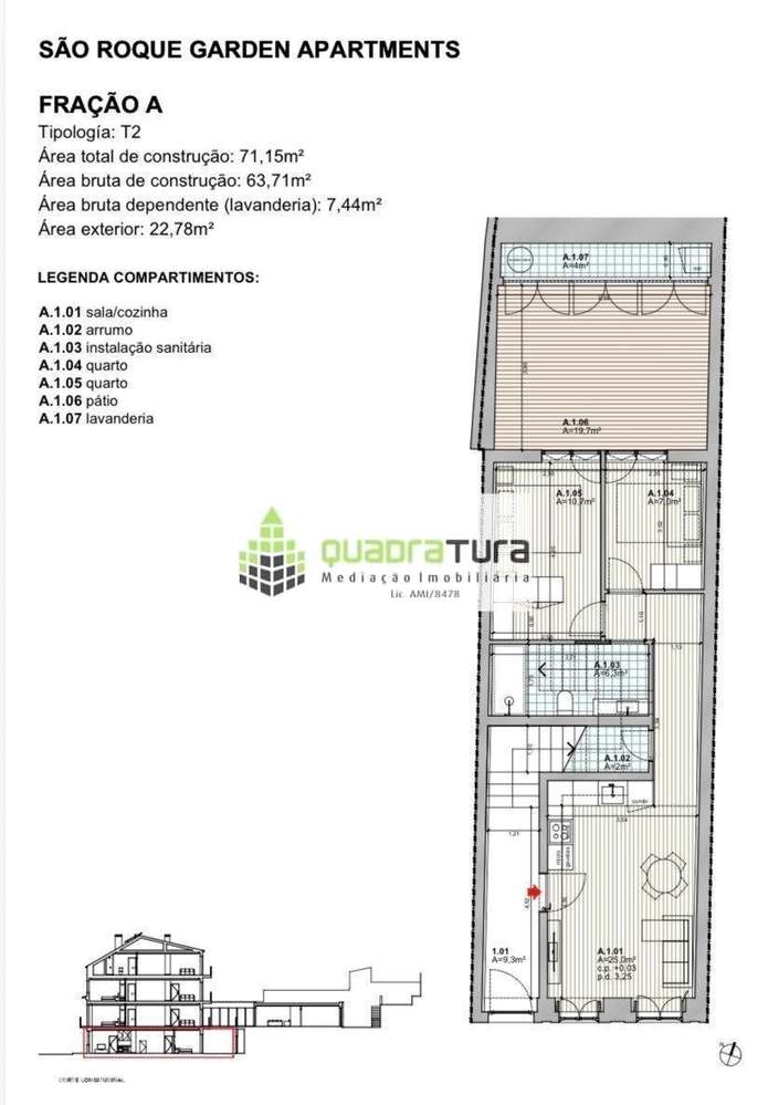 Apartamento T2 | C/ Terraço 20m2 | C/ Arrumos - Grande imagem: 2/8