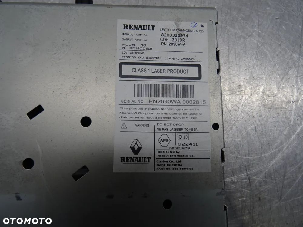 RENAULT VEL SATIS LIFT RADIO 8200326974 - 8