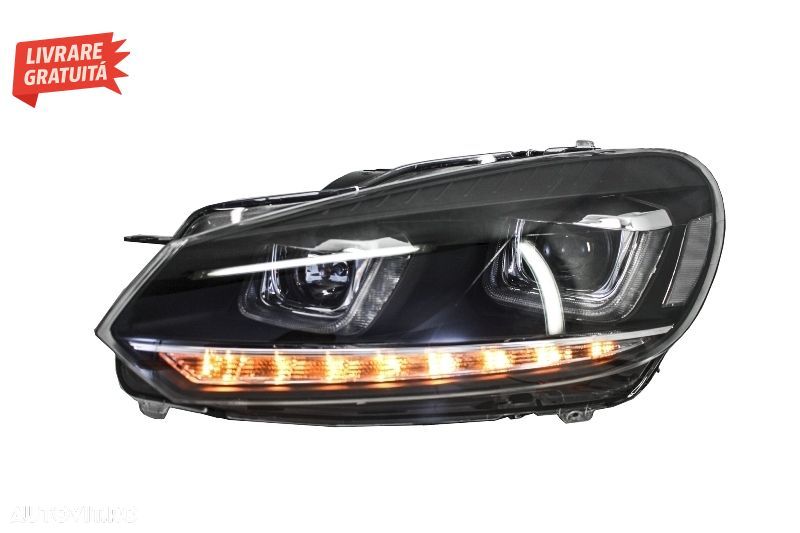Faruri LED VW Golf 6 VI (2008-2013) Design Golf 7 3D U Design Semnal LED Dinamic c- livrare gratuita - 7