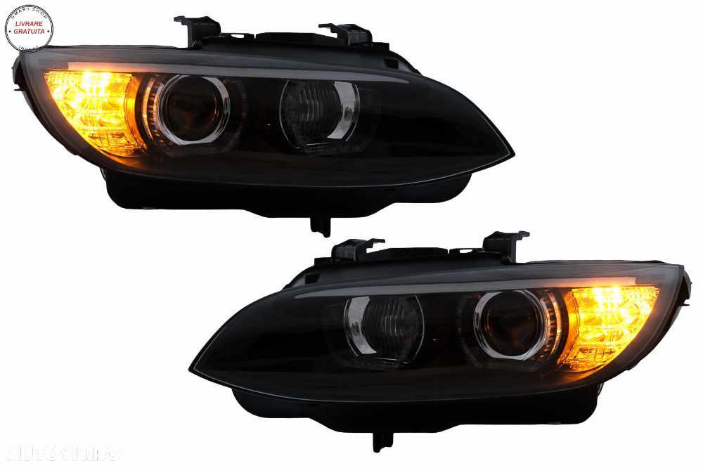 Faruri Xenon Angel Eyes BMW Seria 3 E92 E93 (2006-2010) 3D Negru- livrare gratuita - 9