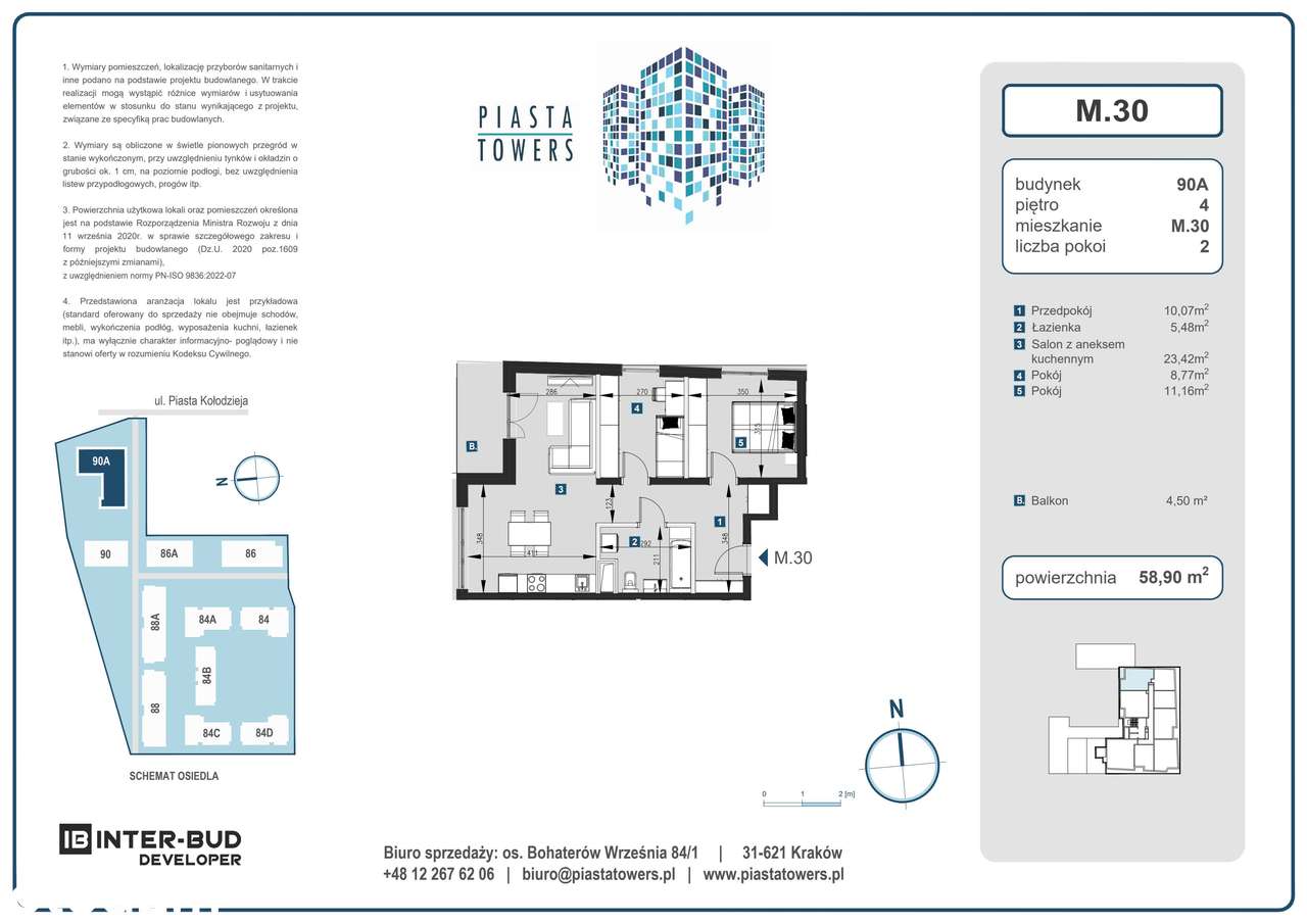 3-pokojowe mieszkanie 58m2 + balkon