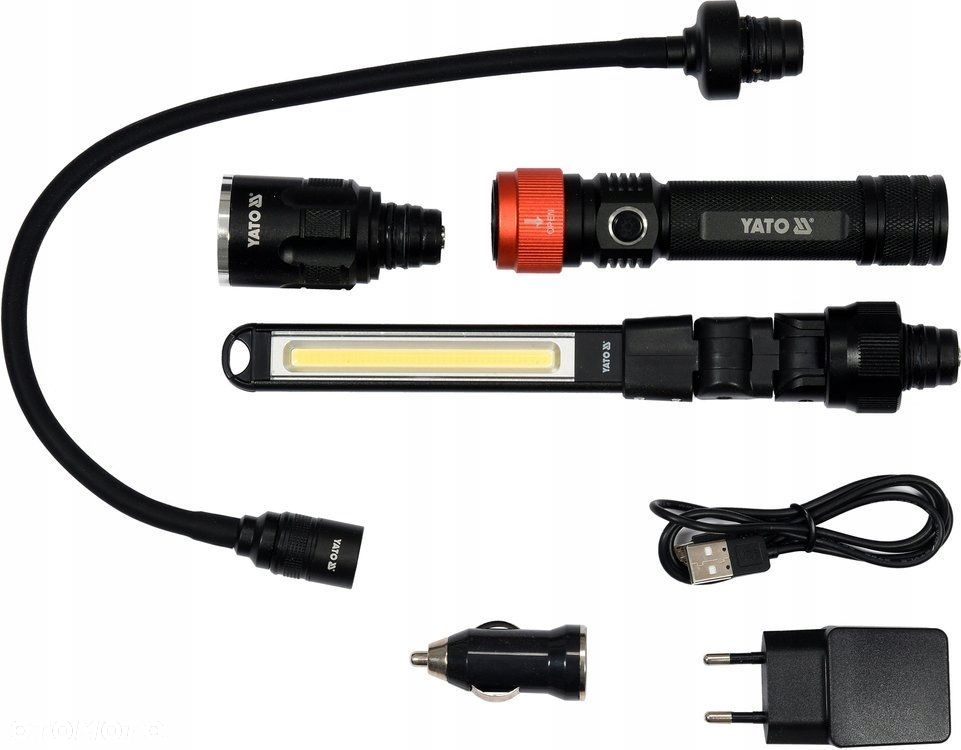 YATO LAMPA WARSZTATOWA LATARKA AKUMULATOROWA WYMIENNE GŁOWICE 3w1 YT-08521 - 7