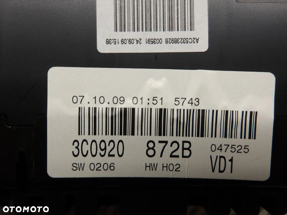 VW PASSAT B6 KOMBI 1.6TDI 2009r. LICZNIK ZEGARY 3C0920872B - 5
