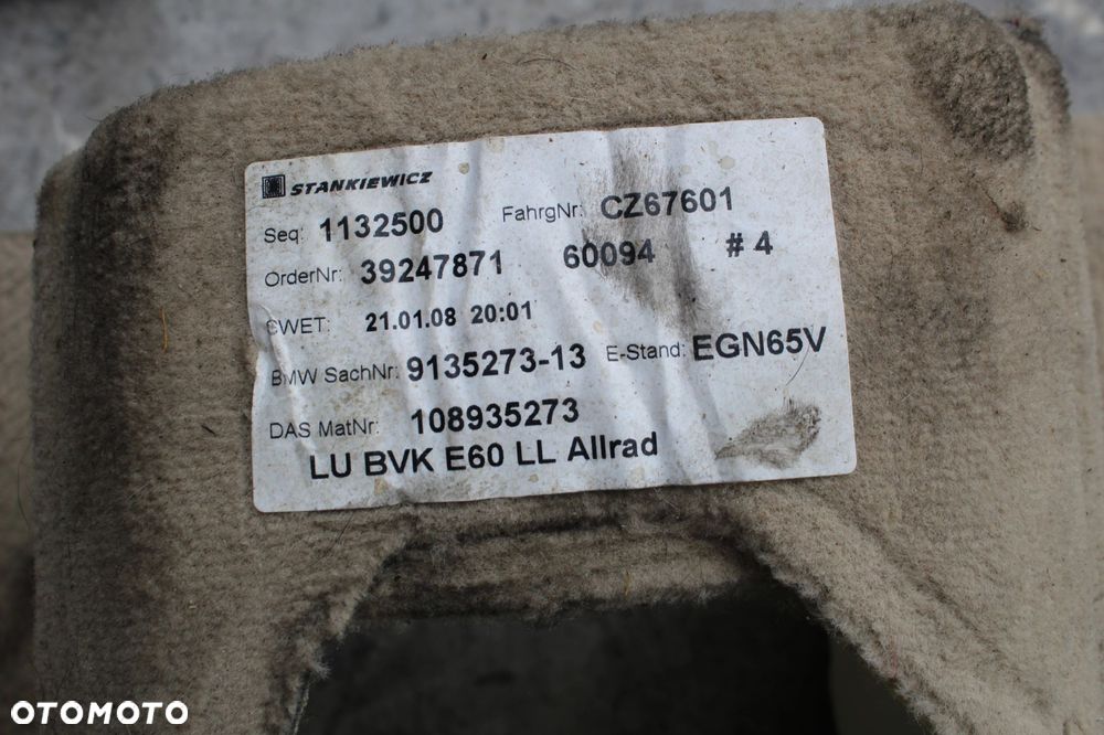 WYKŁADZINA PODŁOGI PODŁOGA DYWAN BMW E60 E61 BEŻOWA PRZÓD I TYŁ 9135279 - 4