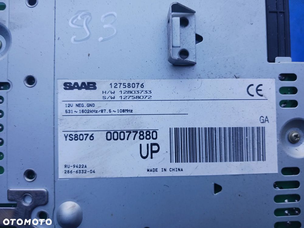 Saab 93 Wzmacniacz radia YS8076 zmieniarka CD SAAB 93 9-3 II 02-11 12758076  napęd płyt CD czytnik podstawa ramka obudowa - 3