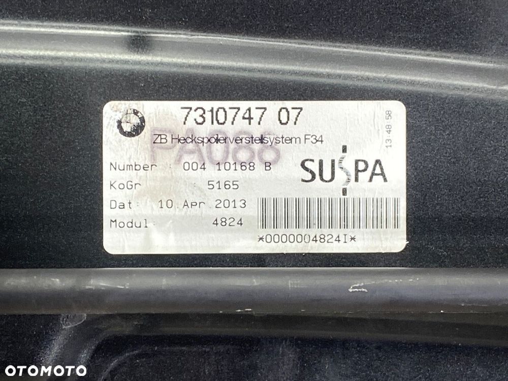 SPOILER TYŁ  BMW 3 Gran Turismo (F34) 2012 - 2022 320 i 135 kW [184 KM] benzyna 2013 - 2016 7310747 - 7