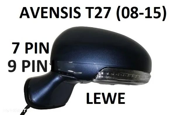 TOYOTA AVENSIS T25, T27, T29 LUSTERKO ELEKTRYCZNE DOWOLNY KOLOR PRAWE, LEWE - 2