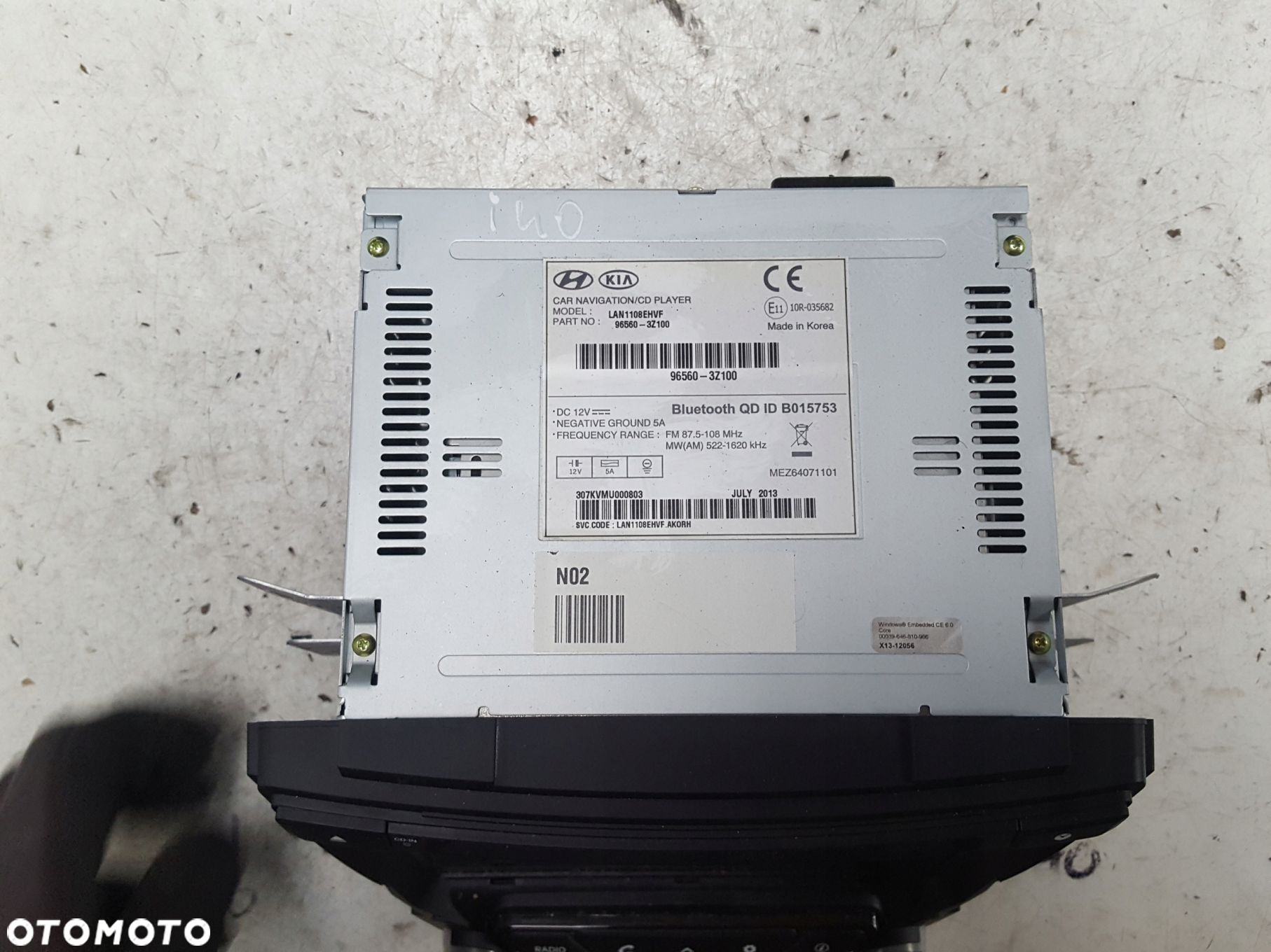HYUNDAI I40 11-14r NAWIGACJA RADIO 96560-3Z100 - 2