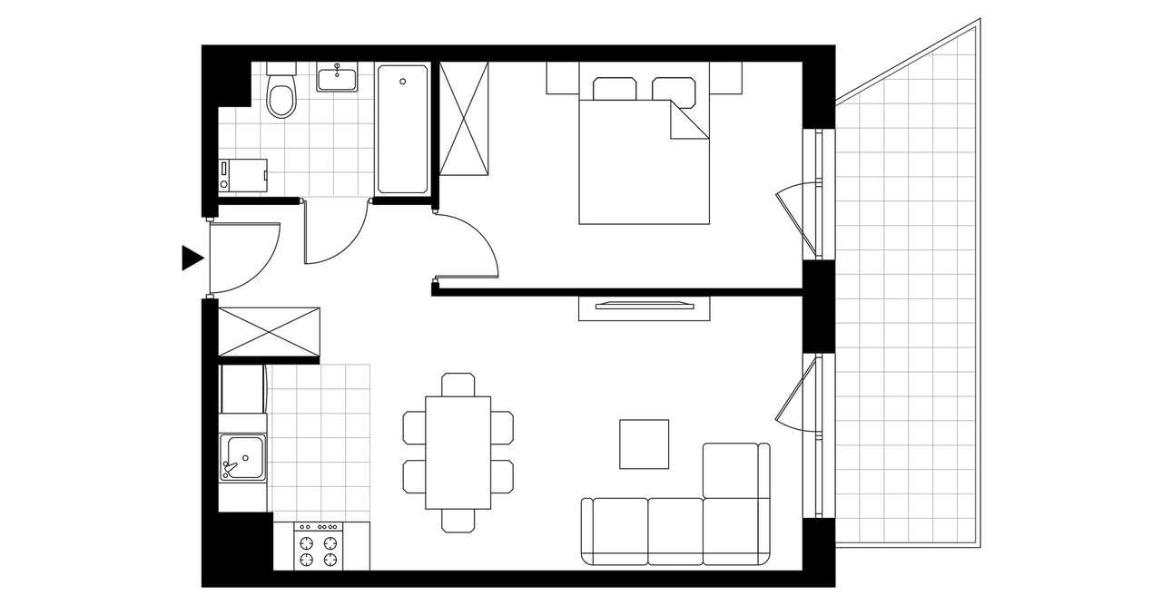 2-pokojowe mieszkanie 42m2 + balkon - Pełny obrazek: 3/23