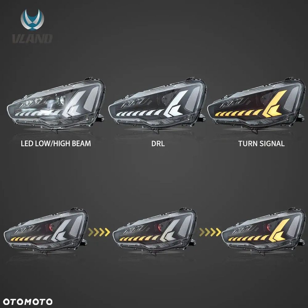 Reflektory Lampy kpl Vland Full LED Tuning Black Mitsubishi Lancer VIII 8 - 8