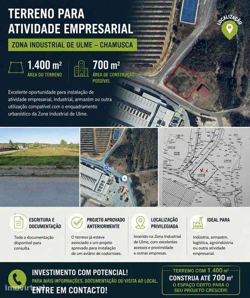 Terreno Para Atividade Empresarial – Zona industrial de Ulme/Chamusca