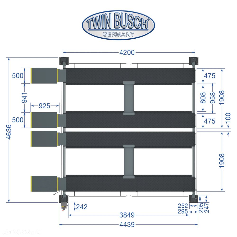 Podnośnik parkingowy 4-kolumnowy TW 436-P PODWÓJNY - 5