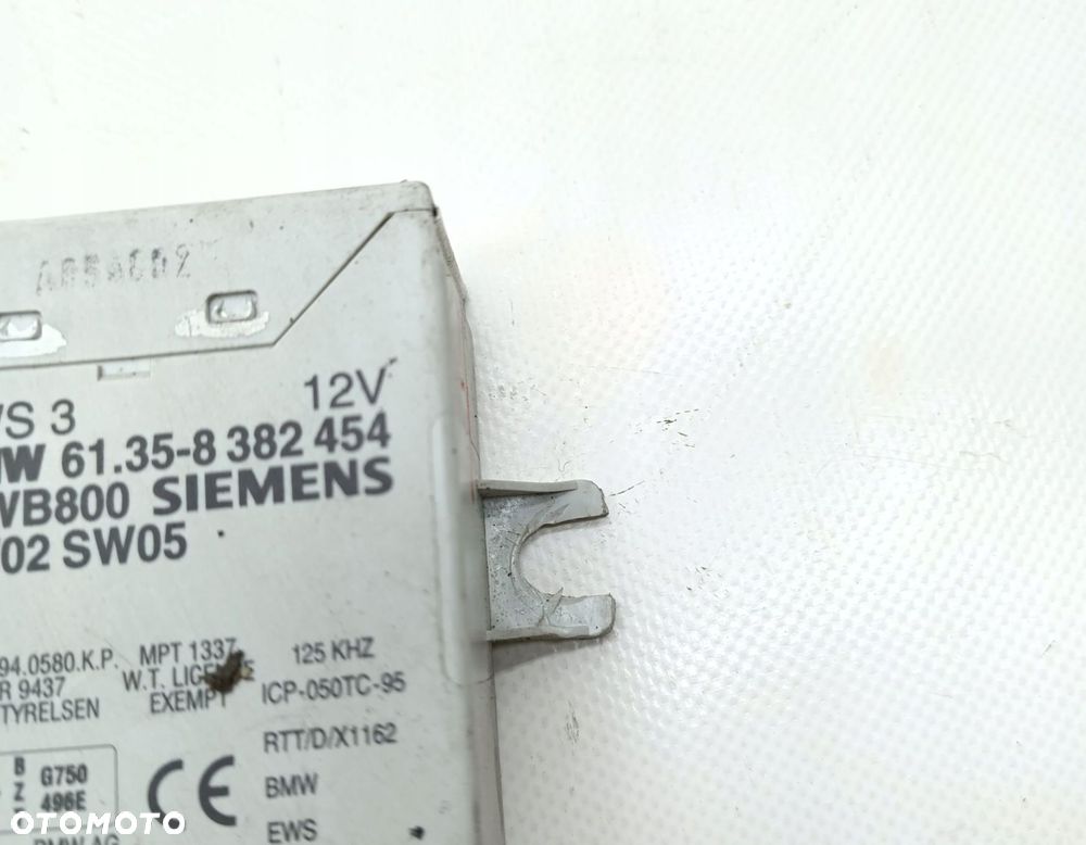 MODUŁ IMMOBILIZERA BMW SERIA 5 E39 61358382454 8382454 - 4