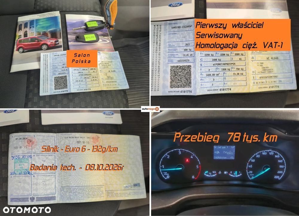 Ford Transit Connect VAN L2 Long Maxi 3 osobowy, 6 biegów, Ładowność 690kg, 2 Euro Palety, Homologacja cięż. VAT-1 - 6