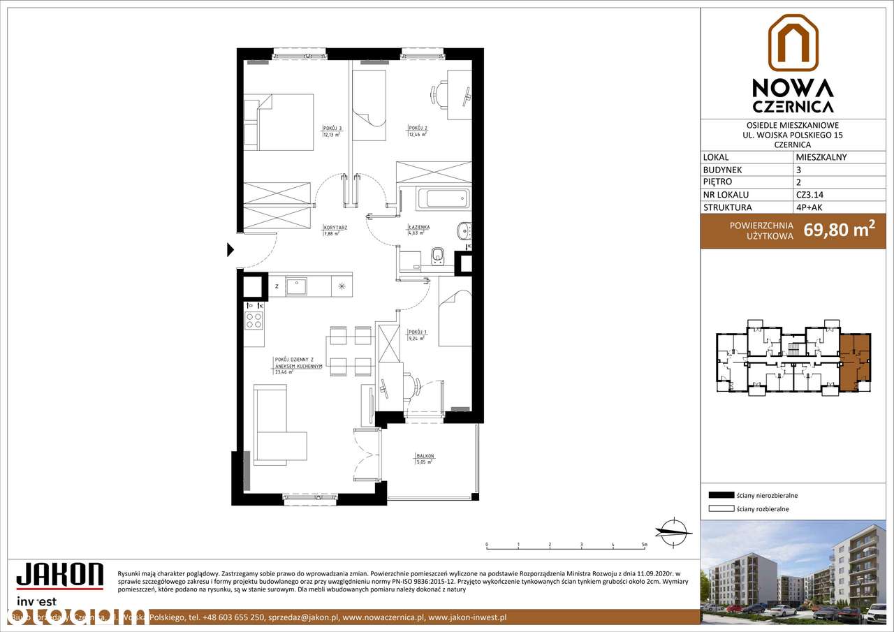 4-pokojowe mieszkanie 70m2 + balkon Bez Prowizji - Pełny obrazek: 2/13