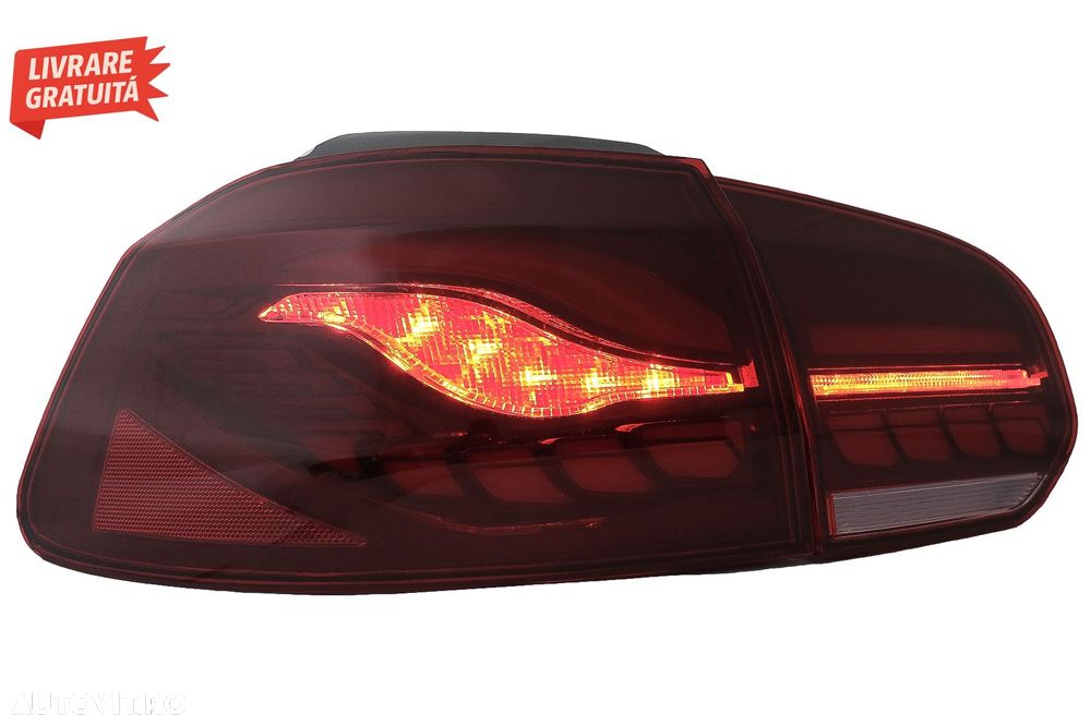 Stopuri Full LED VW Golf 6 VI (2008-2013) Rosu Fumuriu cu Semnal Dinamic- livrare gratuita - 10