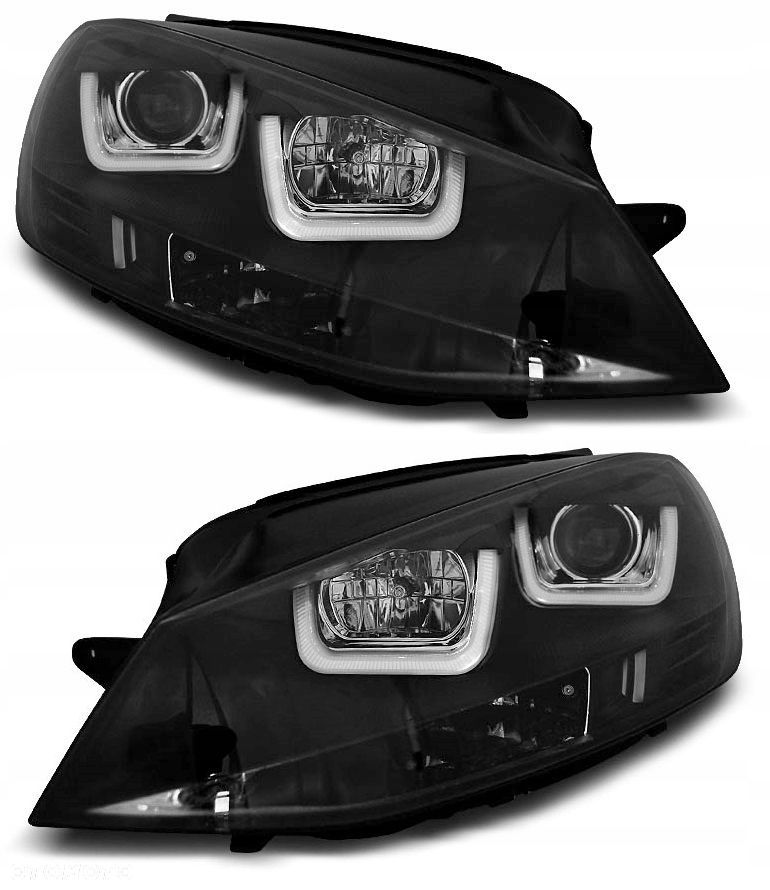 Reflektor Lampa kpl Ringi Angel Eyes U-LED Tuning Black VW Golf VII 7 5g0 - 2