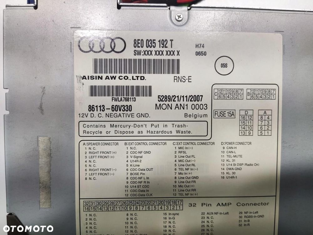 FABRYCZNA NAWIGACJA RADIO RNS-E AUDI A4 B7 2004-2008 8E0035192T - 8
