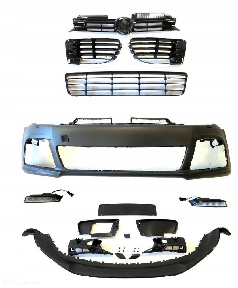 Zderzak Przod kpl Grill Kratki Led R20 R-Look Tuning Vw Golf VI 6 5k 5k0 - 8