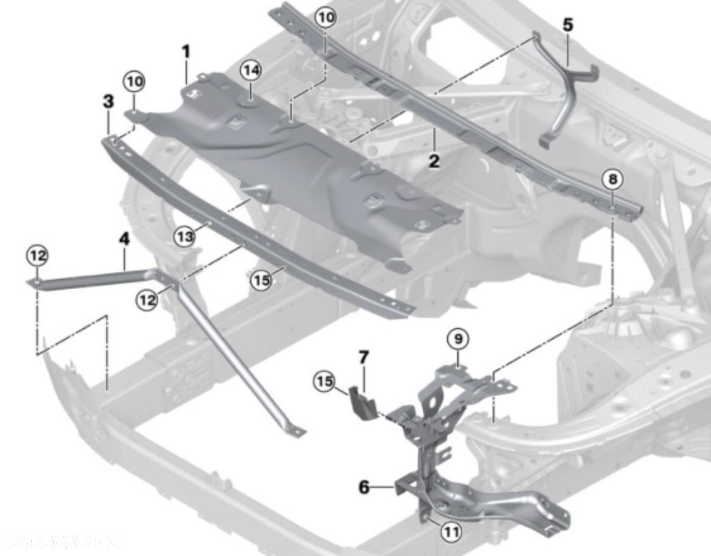 KPL PAS PRZEDNI wzmocnienie czołowe belka roleta BMW 5 G30 G31 20+ LCI Lift - 3