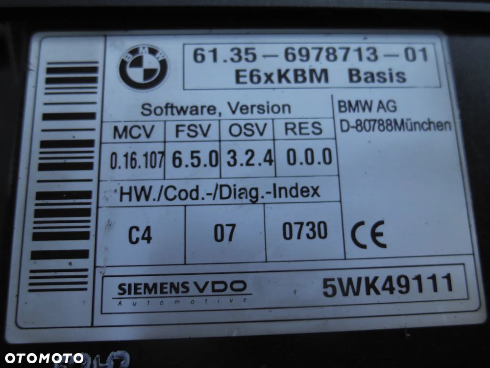 BMW E60 E61 E63 MODUŁ STEROWNIK KOMFORTU 6978713 + WTYCZKI INSTALACJA - 2