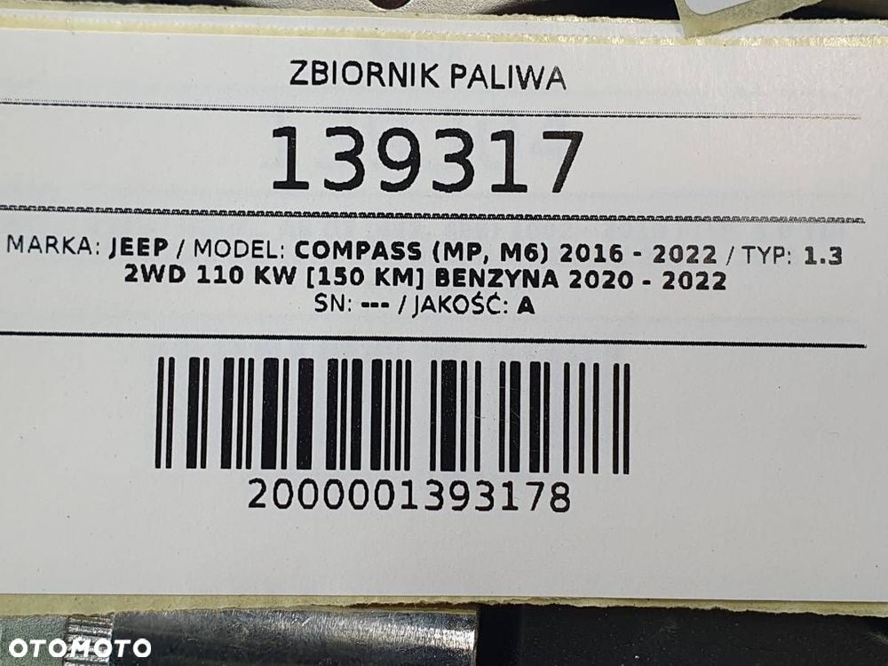 ZBIORNIK PALIWA JEEP COMPASS 1.3 BENZYNA 150KM 51966392 - 8