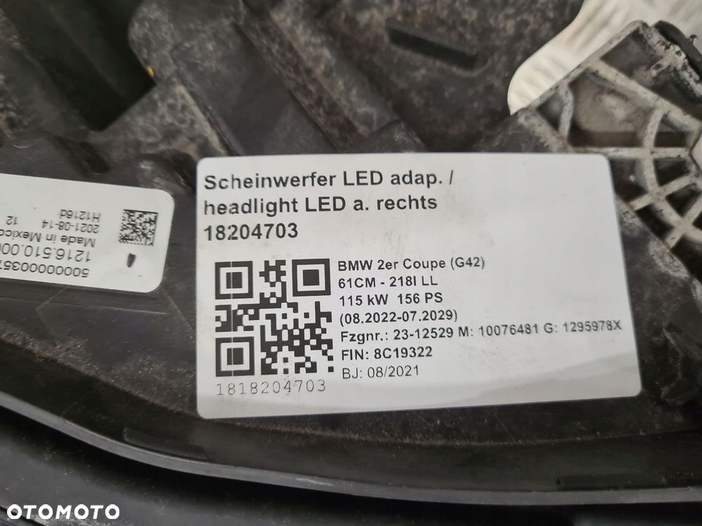 BMW 2 G42 PAS PRZEDNI CHŁODNICE WENTYALTOR RADAR 218i 115KW 156KM - 3