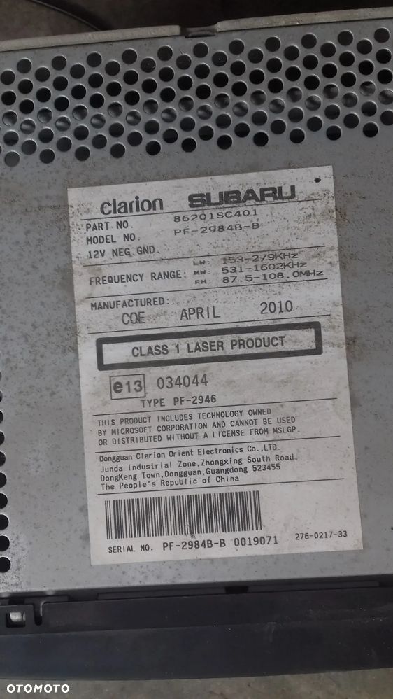 radio 86201sc401 Subrau Forester III SH 2.0 D EE20Z - 4